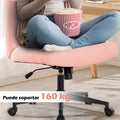 Office Chair With Wheels, Armless Office Chair, Teddy Velvet Wide Seat Home Office Chair, Cute Computer Chair With 15 Swing Backrest, Suitable For Bedrooms And Dressing Tables Wood Pink Teddy Handle Teddy