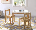 Gibson 3 Piece Dry Erase Kids Table & Two Chair Set, Natural Natural Rubberwood Wood