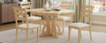 5 Piece Farmhouse Round Pedestal Extending Dining Table Set Extendable Kitchen Table Set With 15.8