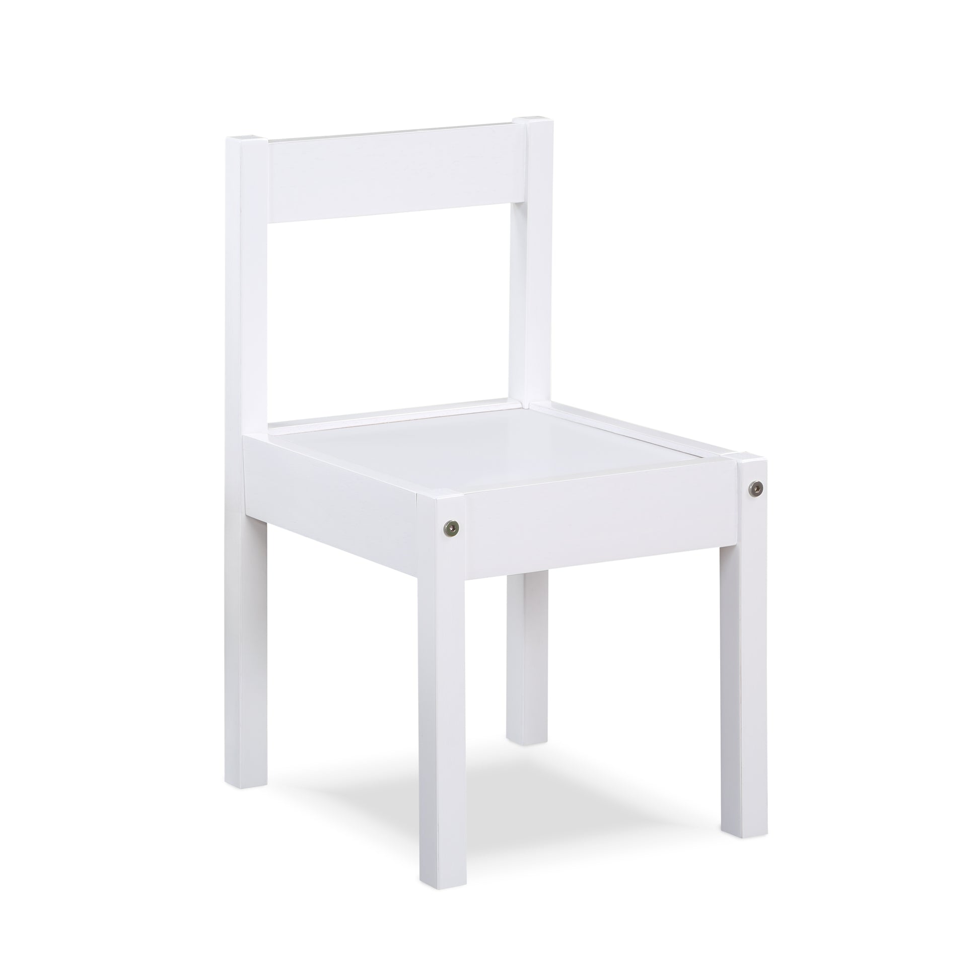 Della 3 Piece Solid Wood Kids Table & Two Chair Set, White White Rubberwood Wood