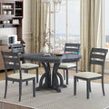 5 Piece Farmhouse Round Pedestal Extending Dining Table Set Extendable Kitchen Table Set With 15.8