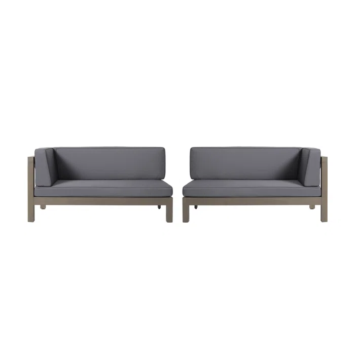 Brava X Back Left Right Corner Bench Set Dark Grey Seats 4 Acacia Wood