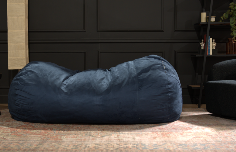 Jasper Traditional 8 Foot Cylindrical Suede Bean Bag, Blue Blue Solid Microfiber