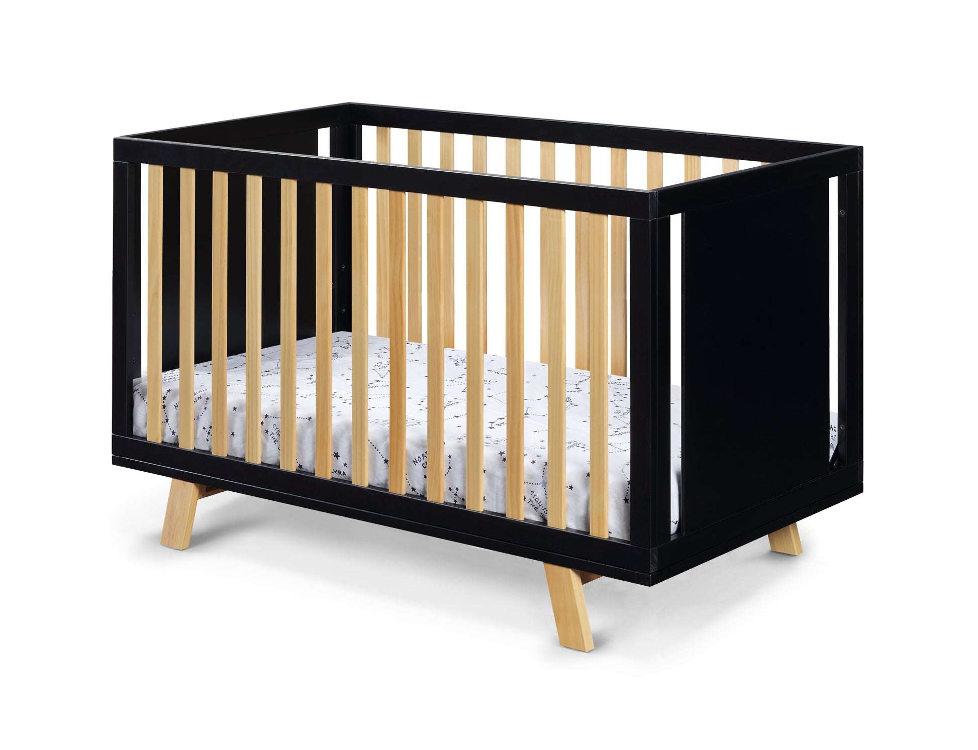 Livia 3 In 1 Convertible Island Crib Black Natural Black Solid Wood