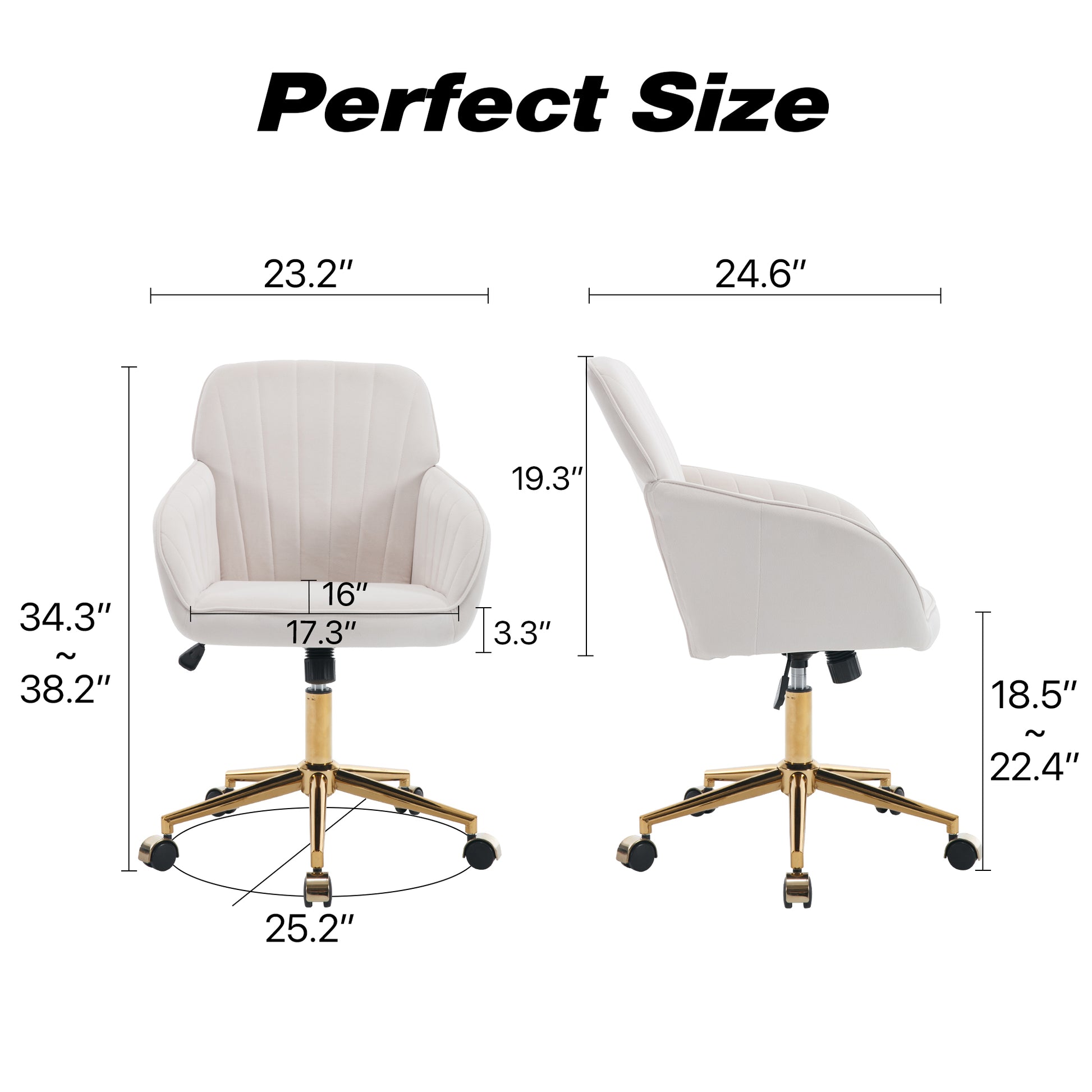 Ty Office Chair Beige Velvet