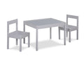 Della 3 Piece Solid Wood Kids Table & Two Chair Set, Gray Gray Rubberwood Wood