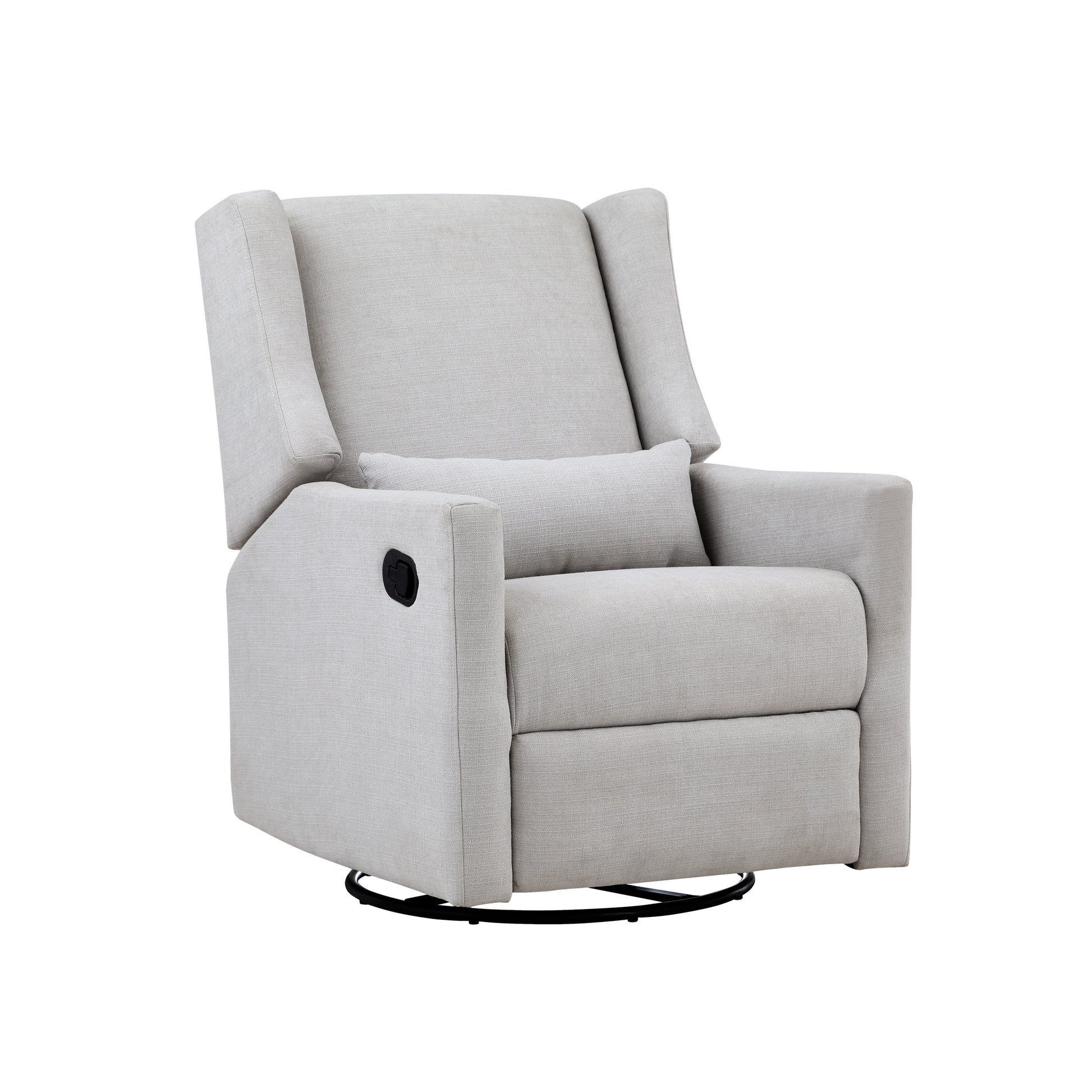 Pronto Swivel Glider Recliner With Pillow Blanco Fabric White Polyester Wood Fabric