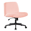 Office Chair With Wheels, Armless Office Chair, Teddy Velvet Wide Seat Home Office Chair, Cute Computer Chair With 15 Swing Backrest, Suitable For Bedrooms And Dressing Tables Wood Pink Teddy Handle Teddy