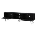 Black Hairpin Leg Tv Rack Black Primary Living Space 50 59 Inches 50 59 Inches 55 Inches Wood