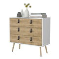 White And Macadamia 3 Drawer Dresser White Natural Bedroom Wood