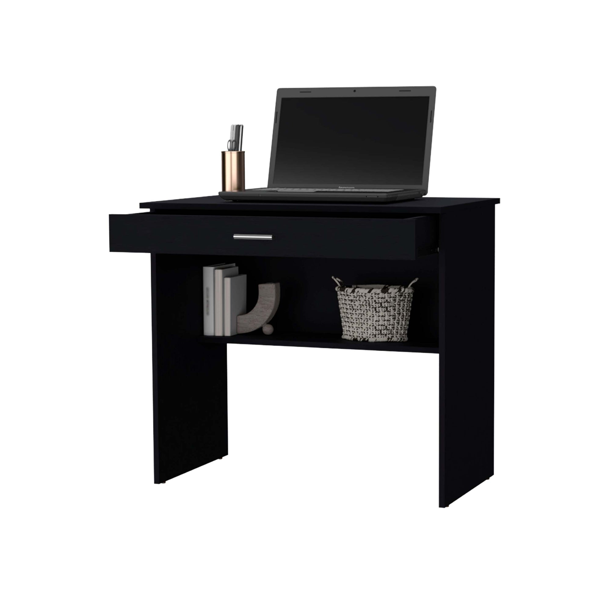 Black Storage Desk With Drawer And Shelf Black Computer Desk Office Freestanding Rectangular Drawers Desk Wood