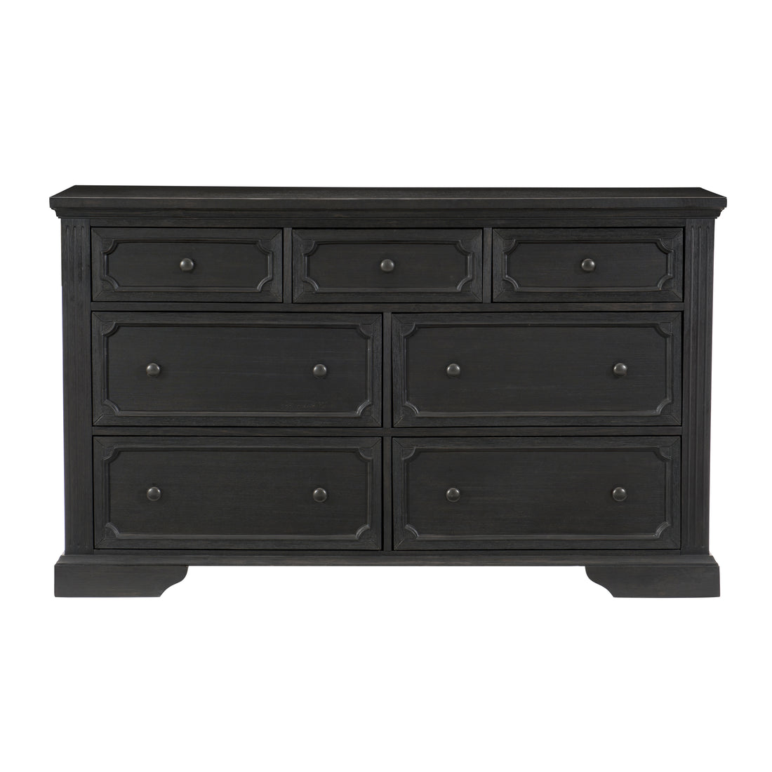 Charcoal Finish Traditional Dresser Of 7 Storage Drawers Wooden Bedroom Furniture 1Pc Rustic Style Charcoal Bedroom Rustic,Traditional Wood