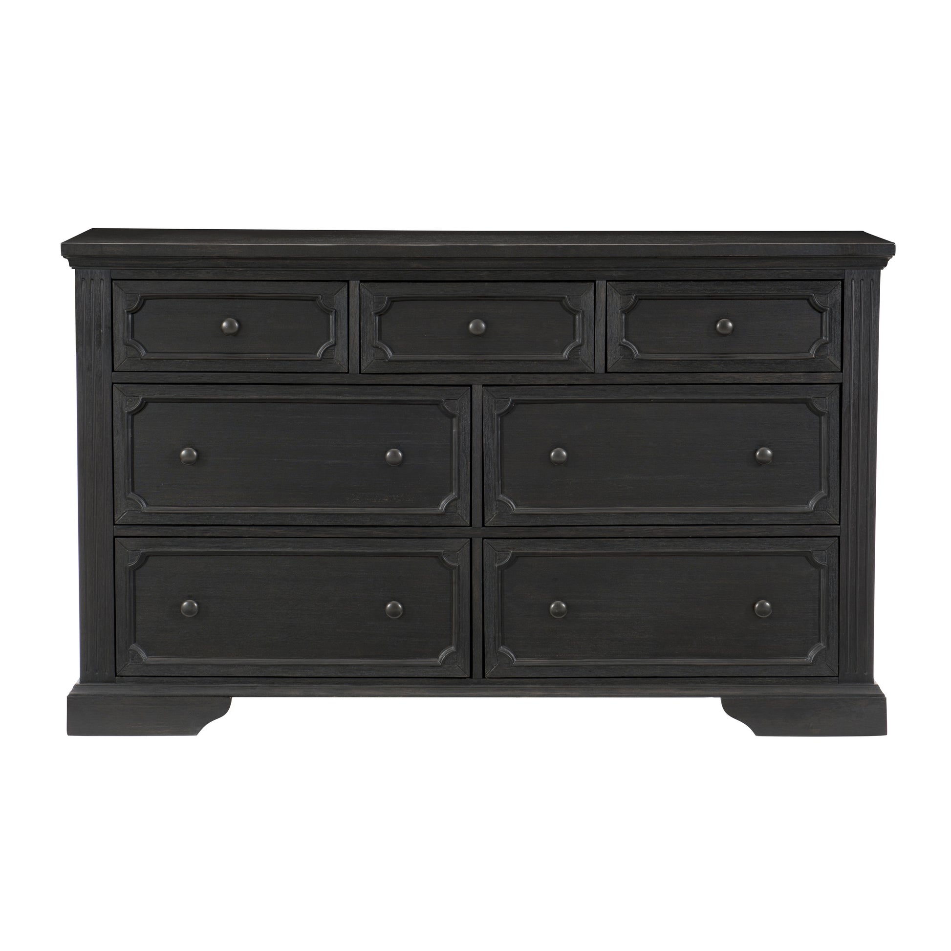 Charcoal Finish Traditional Dresser Of 7 Storage Drawers Wooden Bedroom Furniture 1Pc Rustic Style Charcoal Bedroom Rustic,Traditional Wood