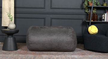 Michael 4 Foot Cylindrical Suede Bean Bag, Charcoal Charcoal Polyester