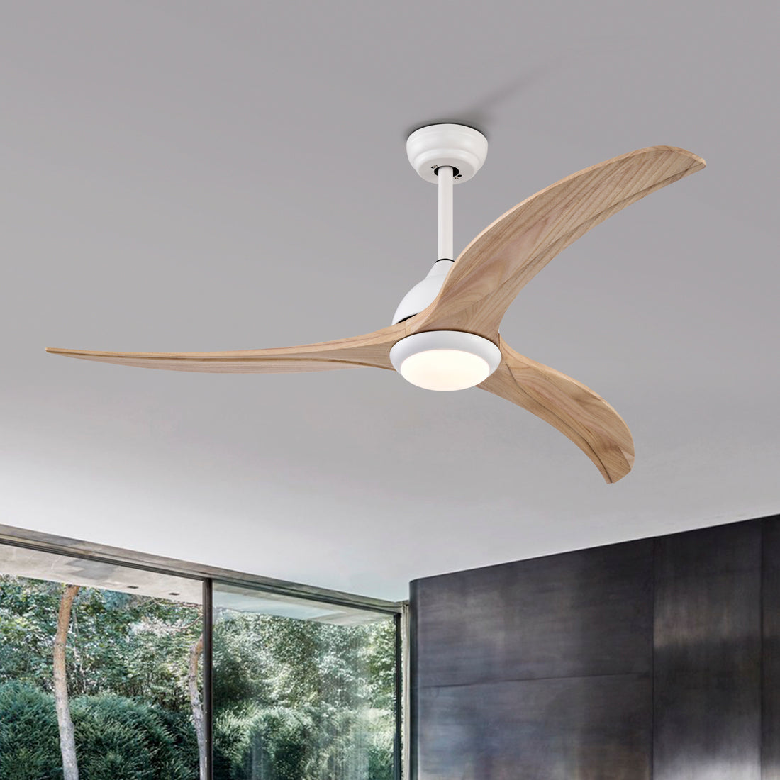 52" Ceiling Fan, Indoor Outdoor Ceiling Fan With Light With Remote Control, Noiseless Reversible Motor, 6 Speed ,3 Colorfor Patio Living Room, Bedroom, Office,Indoor. Matte White Matte White Contemporary,Farmhouse,Industrial Wood Iron