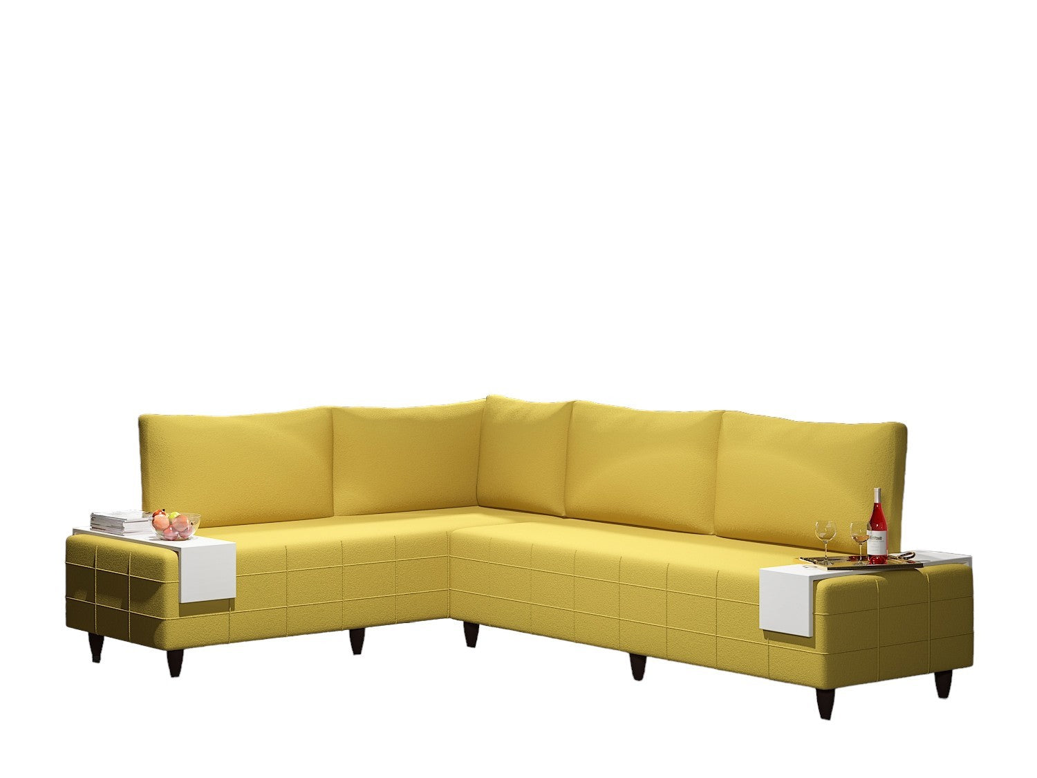 Inferno Sectional, Yellow Yellow Foam Solid Wood 7 Seat