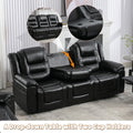 3 Seater Home Theater Recliner Manual Recliner Chair With Two Built In Cup Holders For Living Room,Bedroom, Black Old Sku:Pp302955Aab Black Foam Pu