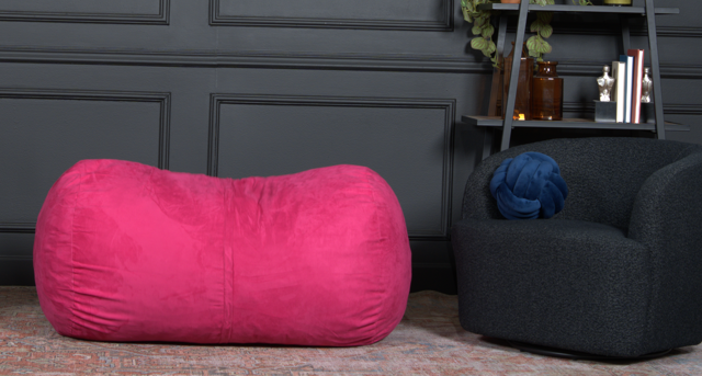 Michael 4 Foot Cylindrical Suede Bean Bag, Fuchsia Fuchsia Polyester