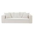 88.97Inch Corduroy Sofa With 5 Matching Toss Pillows, Sleek Design, Spacious And Comfortable 3 Seater Couch For Modern Living Room.White White Corduroy 3 Seat