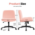 Office Chair With Wheels, Armless Office Chair, Teddy Velvet Wide Seat Home Office Chair, Cute Computer Chair With 15 Swing Backrest, Suitable For Bedrooms And Dressing Tables Wood Pink Teddy Handle Teddy