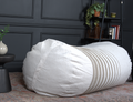 Zeon 6.5 Foot Striped Cylindrical Bean Bag, Natural Color With Ligt Brown Stripes Natural Cream Fabric