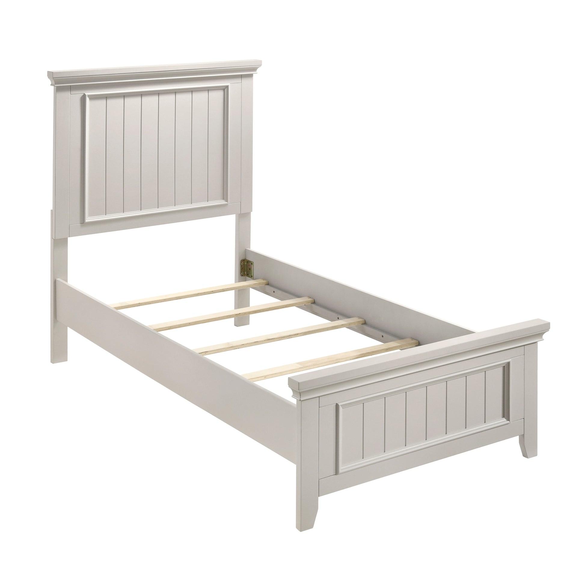 Farmhouse Style Twin Size Panel Bed 1Pc Classic White Finish Modern Bedroom Wooden Furniture Box Spring Required Twin White Wood Bedroom Farmhouse,Modern Panel Wood