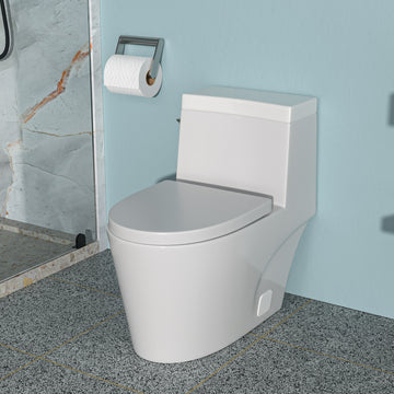 Ceramic One Piece Toilet,Single Flush With Soft Clsoing Seat White Ceramic