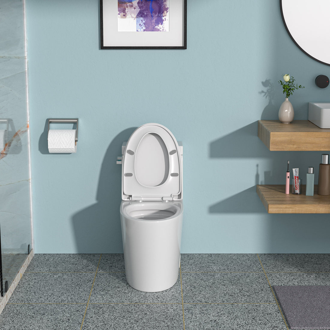 Ceramic One Piece Toilet,Single Flush With Soft Clsoing Seat White Ceramic