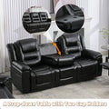 Home Theater Recliner Set Manual Recliner Chair With Wide Armrest, Two Built In Cup Holders For Living Room,Bedroom, Black Old Sku:Sg000760Aab Black Foam Pu Leather