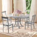 5 Piece Rustic Round Pedestal Extendable Dining Table Set With 15.7