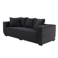 88.97'' Mid Century Modern Upholstered Sofa With 5 Matching Toss Pillows, Including Bottom Frame,Comfy Couches For Living Room, Bedroom, Apartment And Office.Black Black Corduroy 3 Seat