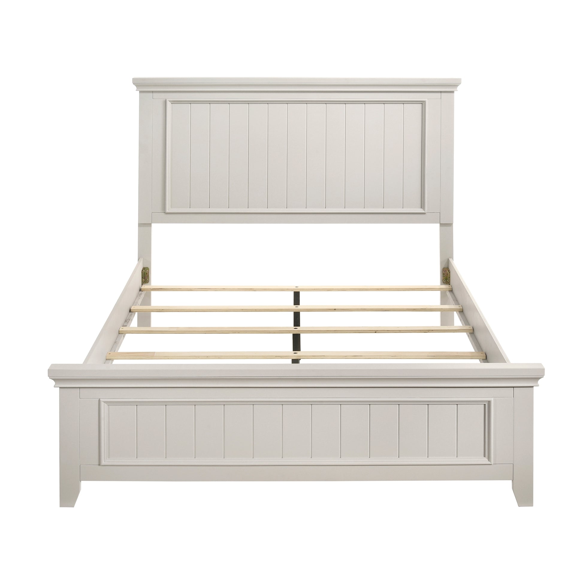 Farmhouse Style Queen Size Panel Bed 1Pc Classic White Finish Modern Bedroom Wooden Furniture Box Spring Required Queen White Wood Bedroom Farmhouse,Modern Panel Wood