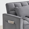 Sofa Bed Chair 3 In 1 Convertible, Recliner, Single Recliner, Suitable For Small Spaces With Adjustable Back Black Dark Grey Dark Grey Light Brown Velvet Wood Primary Living Space Loose Back Modern,Traditional Eucalyptus Rolled Arms Solid Wood Mdf Resin
