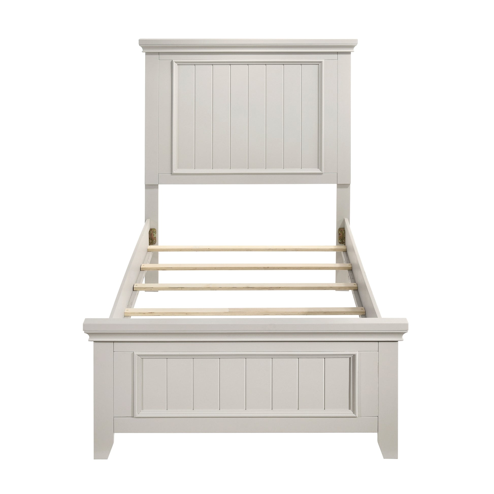 Farmhouse Style Twin Size Panel Bed 1Pc Classic White Finish Modern Bedroom Wooden Furniture Box Spring Required Twin White Wood Bedroom Farmhouse,Modern Panel Wood