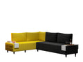 Inferno Sectional, Black Yellow Black Foam Solid Wood 7 Seat