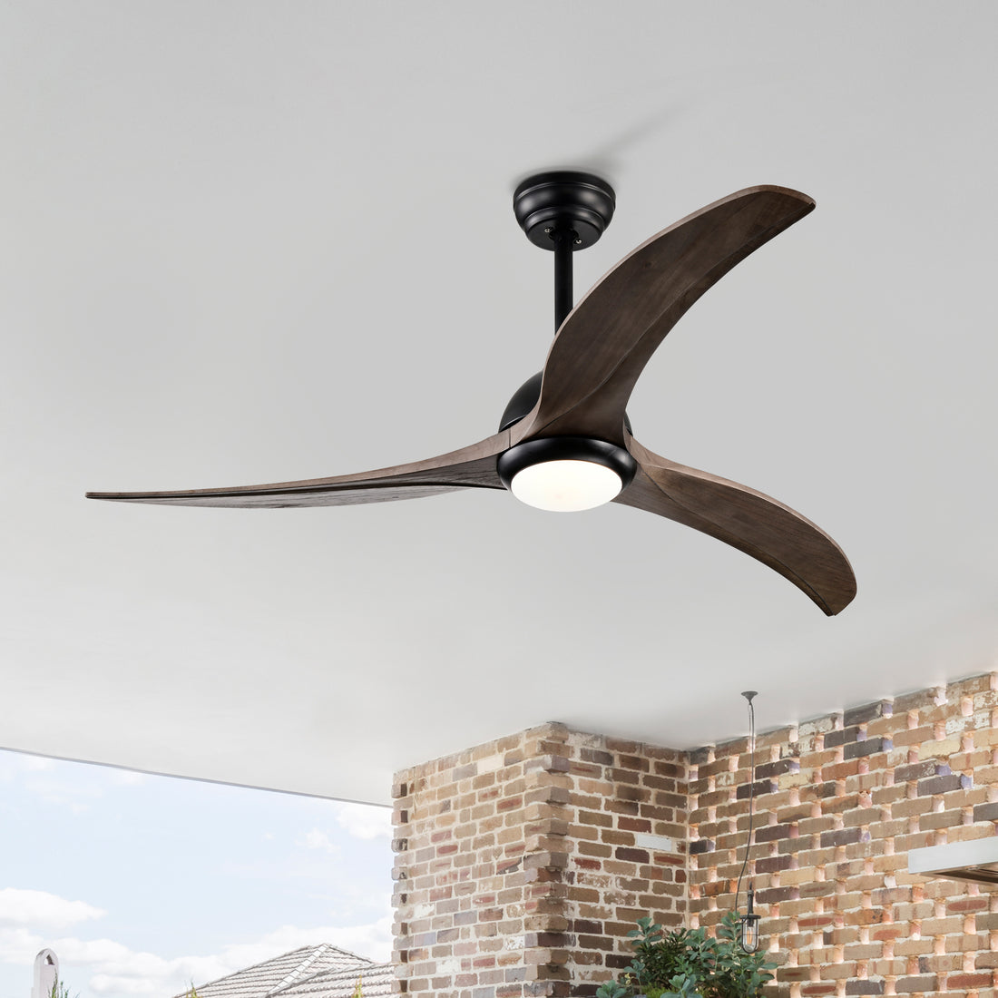 52" Ceiling Fan, Indoor Outdoor Ceiling Fan With Light With Remote Control, Noiseless Reversible Motor, 6 Speed ,3 Colorfor Patio Living Room, Bedroom, Office,Indoor. Matte Black Matte Black Contemporary,Farmhouse,Industrial Wood Iron