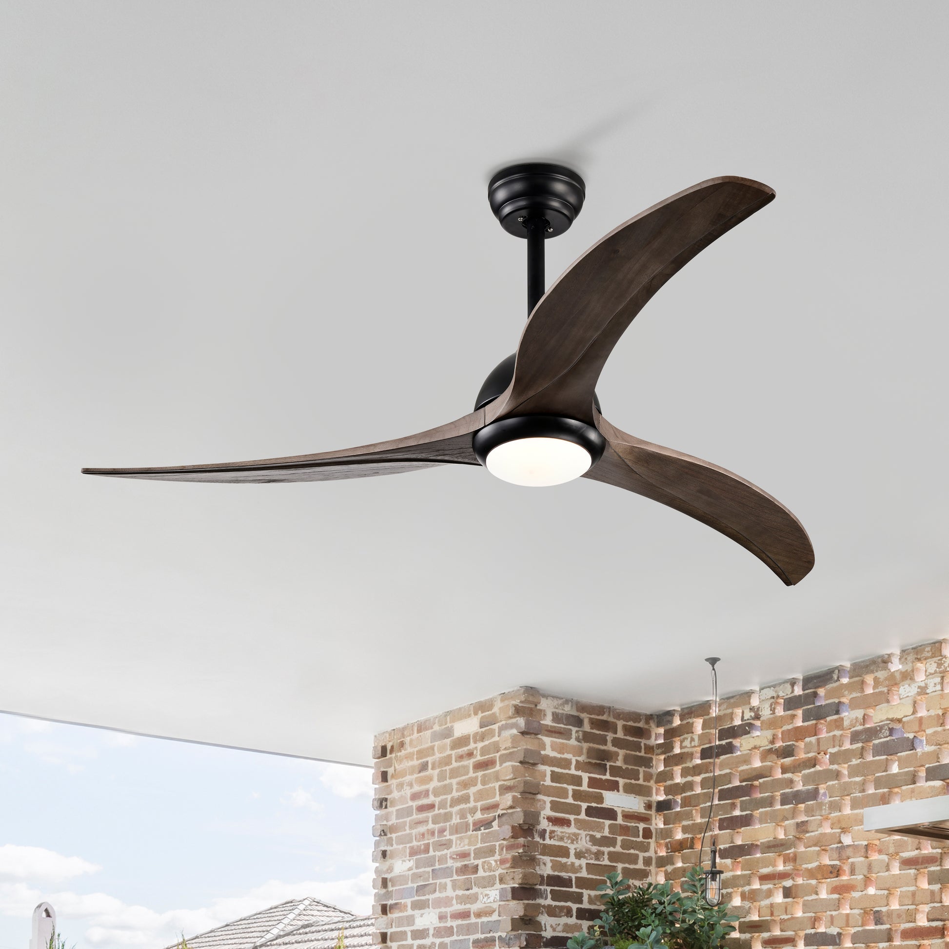 Same Sku W1592P176977 52" Ceiling Fan, Indoor Outdoor Ceiling Fan With Light With Remote Control, Noiseless Reversible Motor, 6 Speed ,3 Colorfor Patio Living Room, Bedroom, Office,Indoor Matte