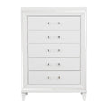 White Metallic Finish Glam Style Storage Chest Of 5 Drawers Wooden 1Pc Modern Bedroom Furniture Acrylic Hardware White Bedroom Glam,Modern Wood