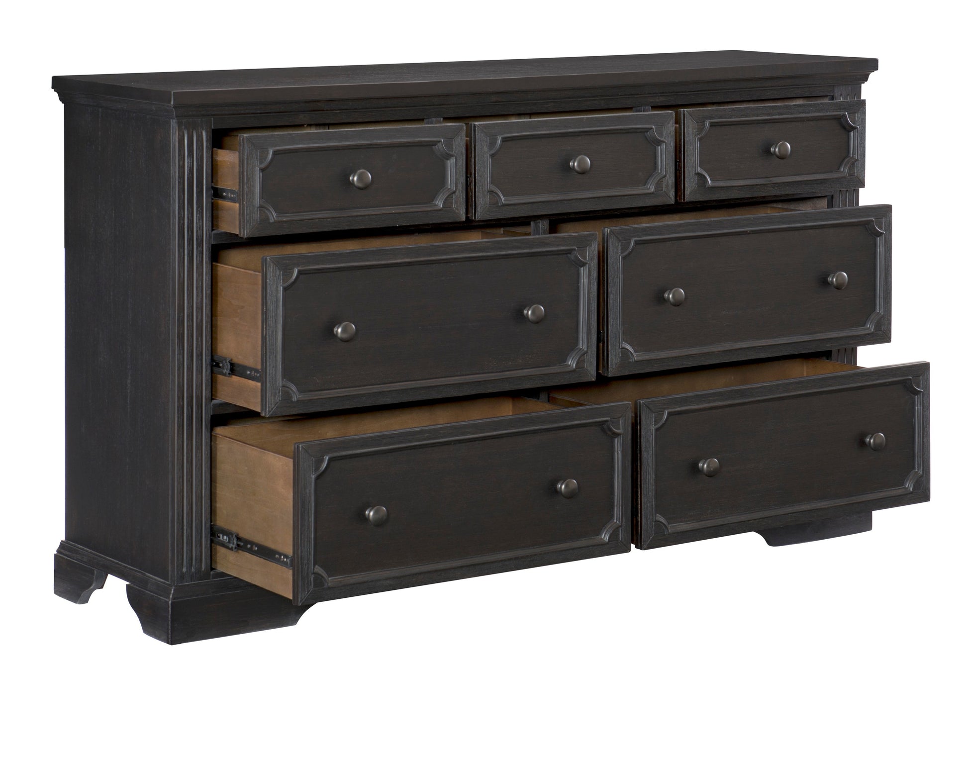 Charcoal Finish Traditional Dresser Of 7 Storage Drawers Wooden Bedroom Furniture 1Pc Rustic Style Charcoal Bedroom Rustic,Traditional Wood