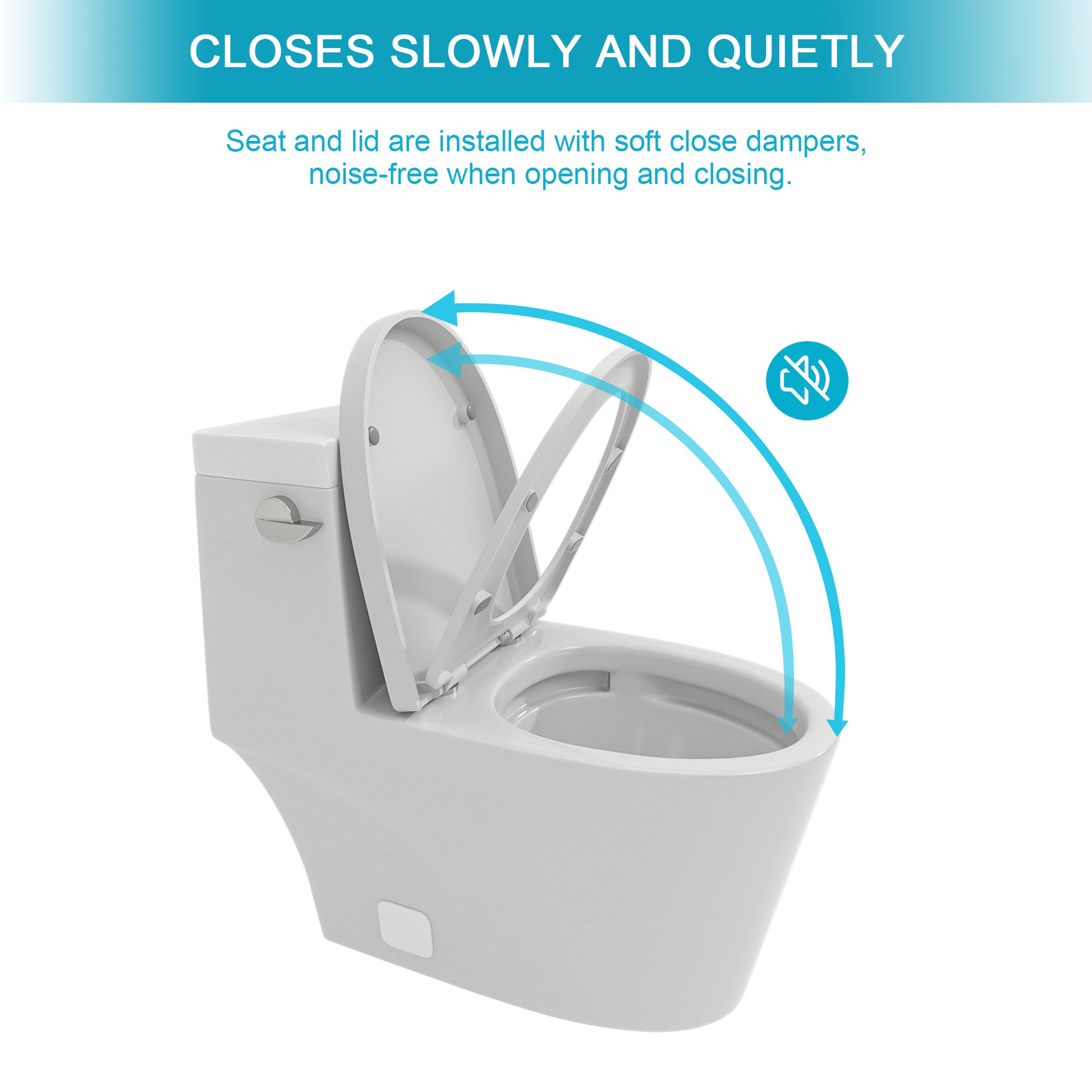 Ceramic One Piece Toilet,Single Flush With Soft Clsoing Seat White Ceramic