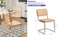Dining Chairs Set Of 2, Velvet Rattan Side Accent Chairs With Chrome Legs, Modern Mid Century Breuer Designed Chairs, Upholstered Dining Living Room Kitchen Chairs Burly Wood Wood Stainless Steel