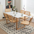 Dining Chairs Set Of 2, Velvet Rattan Side Accent Chairs With Chrome Legs, Modern Mid Century Breuer Designed Chairs, Upholstered Dining Living Room Kitchen Chairs Burly Wood Wood Stainless Steel