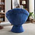 Oversized Swivel Accent Chair, 360 Swivel Barrel Chair, Papasan Chair For Living Room Bedroom Blue Chenille