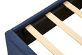 Queen Size Velvet Bed Frame Vertical Channel Tufted Wingback Headboard Upholstered Platform Bed Strong Wooden Slats No Box Spring Needed Easy Assemblyroyal Blue Queen Retro Blue Wood Light Brown Bedroom Modern Bed Frame Wood