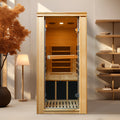 Single Person Far Infrared Sauna Room Natural Wood Paper Glass Metal