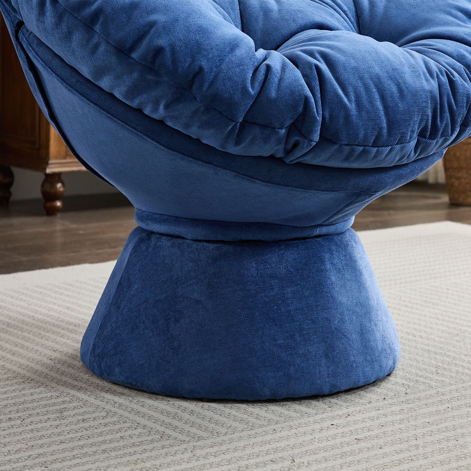 Oversized Swivel Accent Chair, 360 Swivel Barrel Chair, Papasan Chair For Living Room Bedroom Blue Chenille