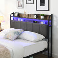 Queen Bed Frame, Storage Headboard With Charging Station, Solid And Stable, Noise Free, No Box Spring Needed, Easy Assembly Queen Black Brown Grey Mdf Metal