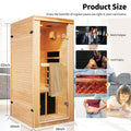 Single Person Far Infrared Sauna Room Natural Wood Paper Glass Metal