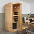 Single Person Far Infrared Sauna Room Natural Wood Paper Glass Metal