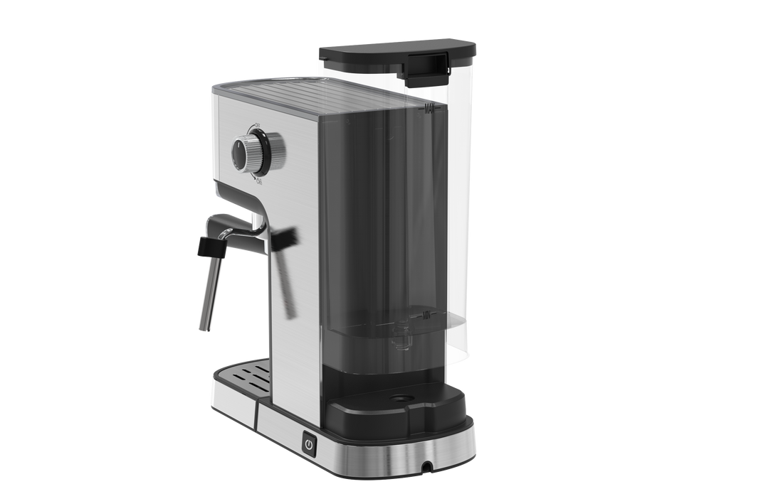 Geek Chef Espresso Machine, Cappuccino & Latte Machine With Ese Pod Filter & Milk Frother Steam Wand, Accurate Temperature & Time Control, Compact Coffee Machine For Home,Stainless Steel Silver Stainless Steel